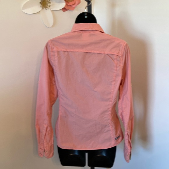 The North Face Womens Button Down Shirt Orange 100% Nylon Vapor Wick Logo Size S - Picture 7 of 12